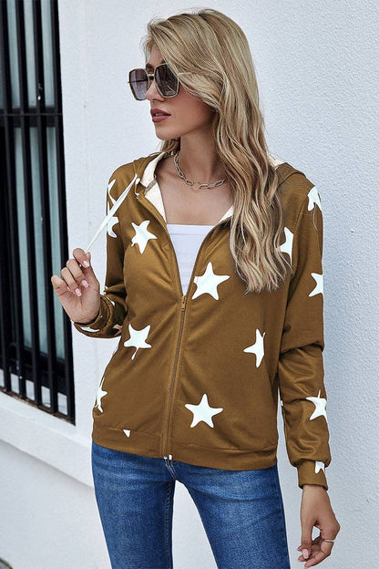 Printed Zip Up Long Sleeve Hoodie | Hoodie - Women's | 2023, Hoodie, New Arrivals | Elings