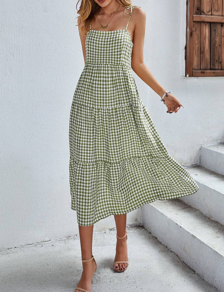 Plaid Ruffle Midi Dress | Dress - Women's | 2023, Dress, LK, midi dress, New Arrivals | Elings