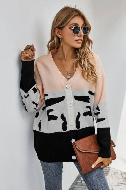 V Neck Color Block Button Sweater | Cardigan - Women's | cardigan, groupon | Elings