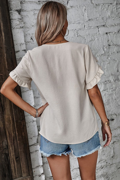 Ruffled Sleeves Button Blouse