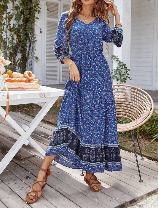 Floral V Neck Maxi Dress | Dress - Women's | 2023, Dress, LK, maxi dress, New Arrivals | Elings