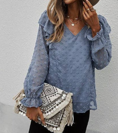 Comfy Chic V Neck Solid Top | Knit Top - Women's | 2023, long sleeve top, New Arrivals, Top, tops | Elings