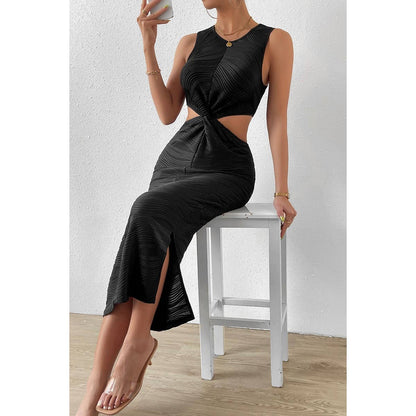 Solid Sleeveless Cut Out Wrap Long Dress | Dress - Women's | bodycon, Dress, maxi dress | Elings