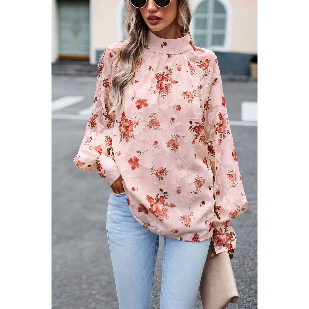 Elegant Floral Bandage Half A Turtleneck Tops | Blouse - Women's | long sleeve top, tops | Elings