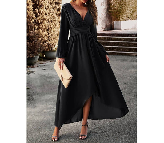 Elegant Deep V High Waist Tunics Long A line Dress | Dress - Women's | Dress, LK, maxi dress | Elings