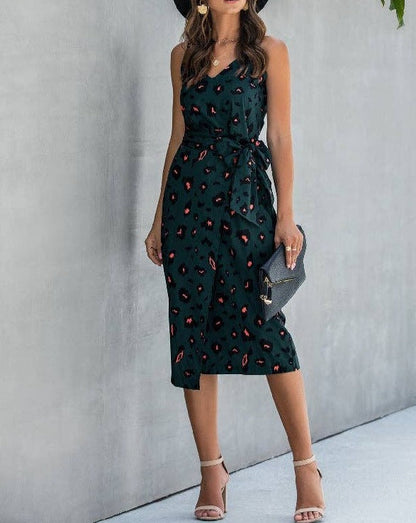 Floral V-Neck Split Wrap Dress | Dress - Women's | 2024, Clearance, Dress, LK, midi dress | Elings