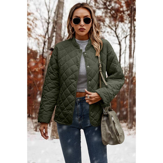 Plaid Open Front Button Solid Pocket Jacket | Coat - Women's | Elings