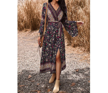 Boho Floral Tie Waist Maxi Dress | Dress - Women's | Dress, LK, maxi dress | Elings