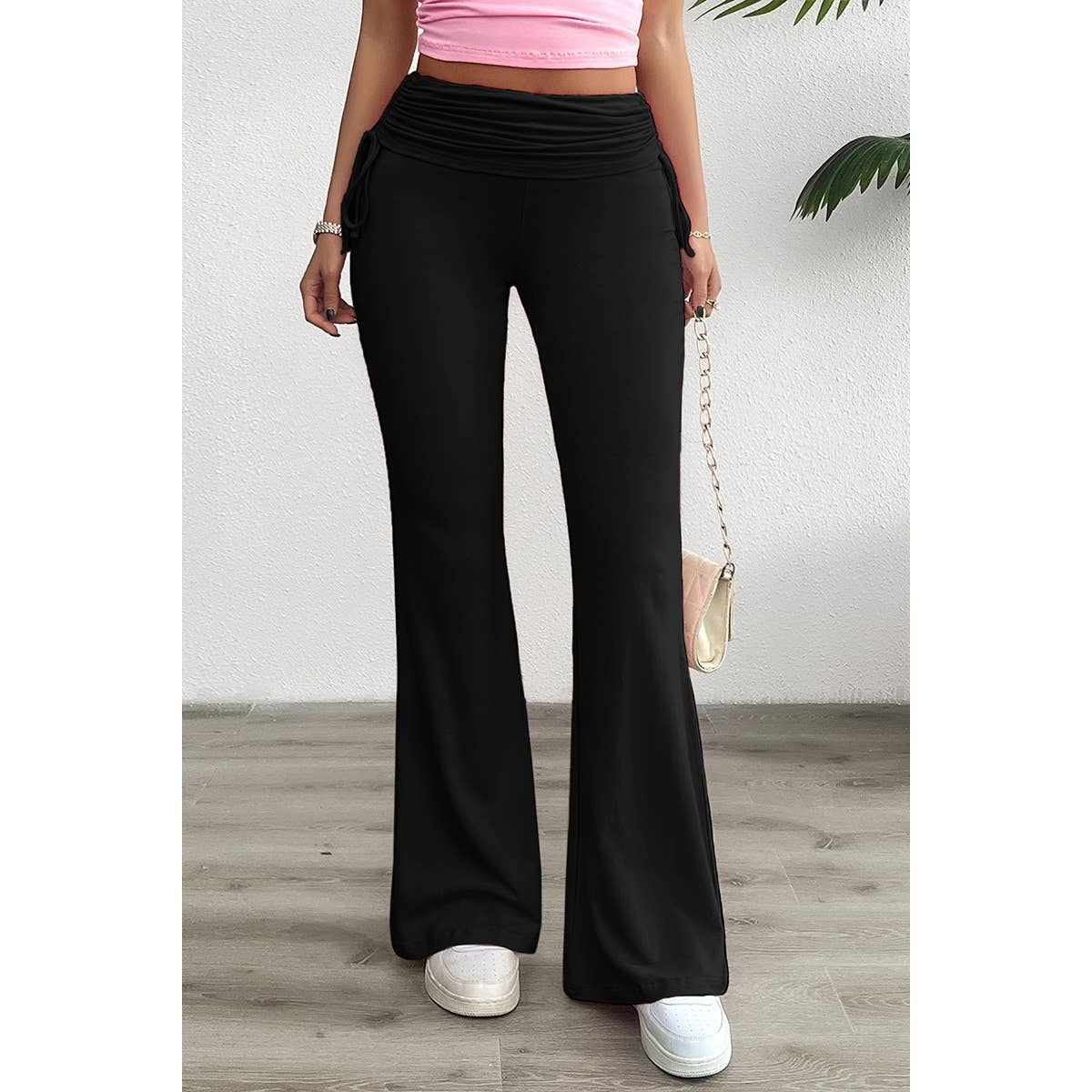 Pleated Solid Waist Band Fit Pants | Pants - Women's | F, new arrival, pant, pending, shoppe247 | Elings