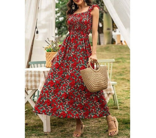 Sleeveless Floral Low Neck Max Dress | Dress - Women's | Dress, F, LK, maxi dress, new arrival | Elings