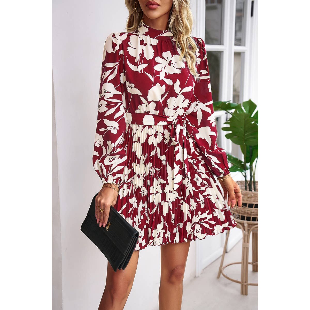 Floral Elegance Pleated Dress | Dress - Women's | above the knee, Dress, New Arrivals | Elings