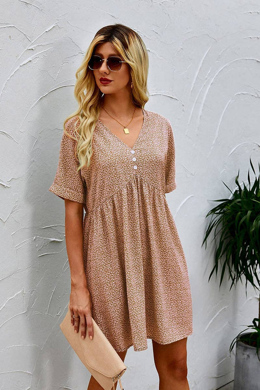 Dot Print V Neck Tunic Dress | Dress - Women's | 2023, above the knee, Dress, LK, New Arrivals | Elings