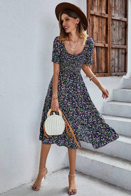 Floral Ruffled Midi Dress | Dress - Women's | 2023, Dress, LK, New Arrivals | Elings