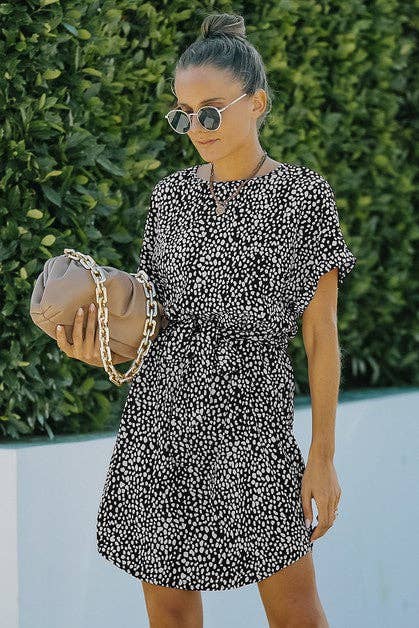 Leopard Print Waist Tie Dress | Dress - Women's | 2024, above the knee, Clearance, Dress, LK | Elings