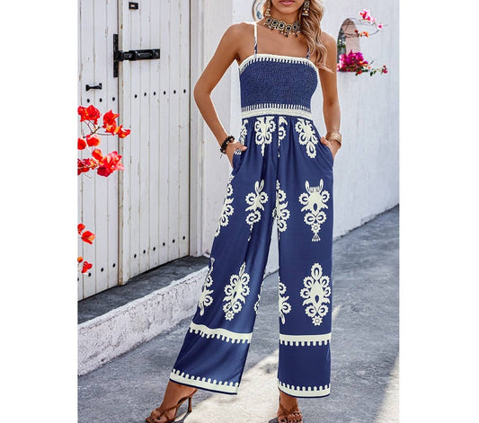 Off Shoulder Ruched Printed High Waist Jumpsuit | Jumpsuit - Women's | F, jumpsuit, Jumpsuit and Romper, new arrival | Elings