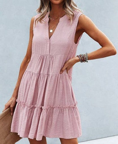 Feminine V Neck Ruffle Dress | Dress - Women's | 2023, above the knee, Dress, LK, New Arrivals | Elings