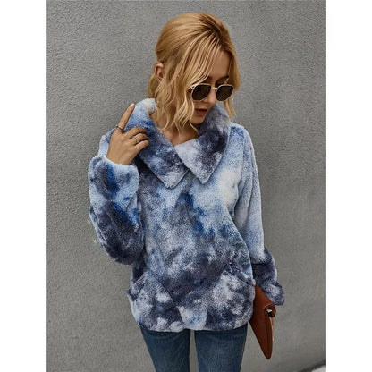 Zip-up Tie Dye Pullover Sweatshirt | Sweatshirt - Women's | 2024, Clearance, SWEATER, Sweaters, Sweatshirt | Elings