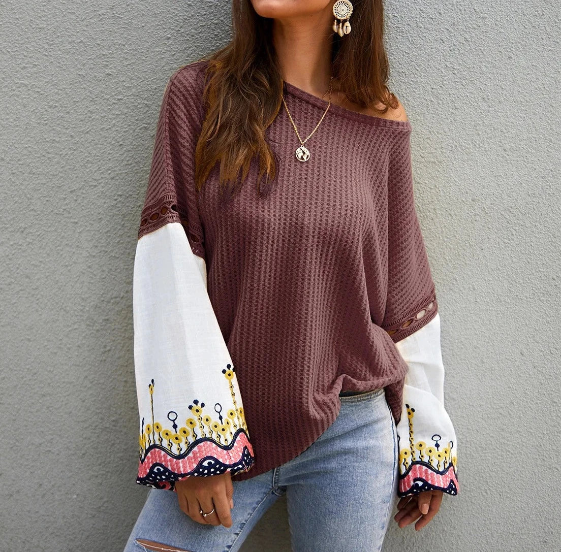 Boho Chic Off Shoulder Tunic | Casual Woven Top - Women's | 2024, Clearance, long sleeve top, Top, tops | Elings