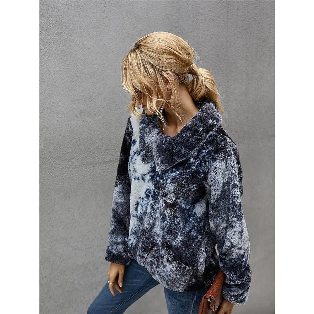 Zip-up Tie Dye Pullover Sweatshirt