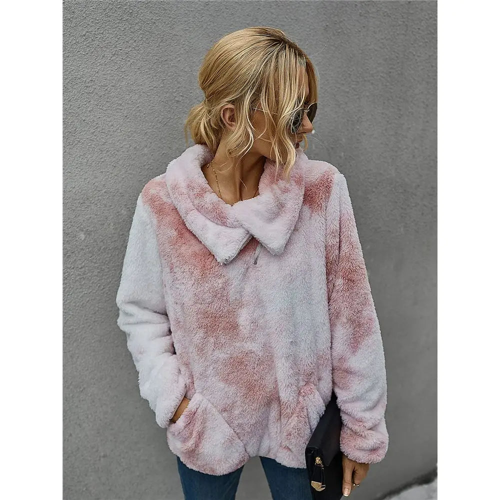 Zip-up Tie Dye Pullover Sweatshirt