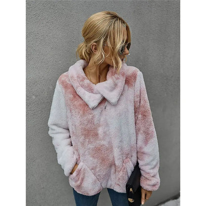 Zip-up Tie Dye Pullover Sweatshirt