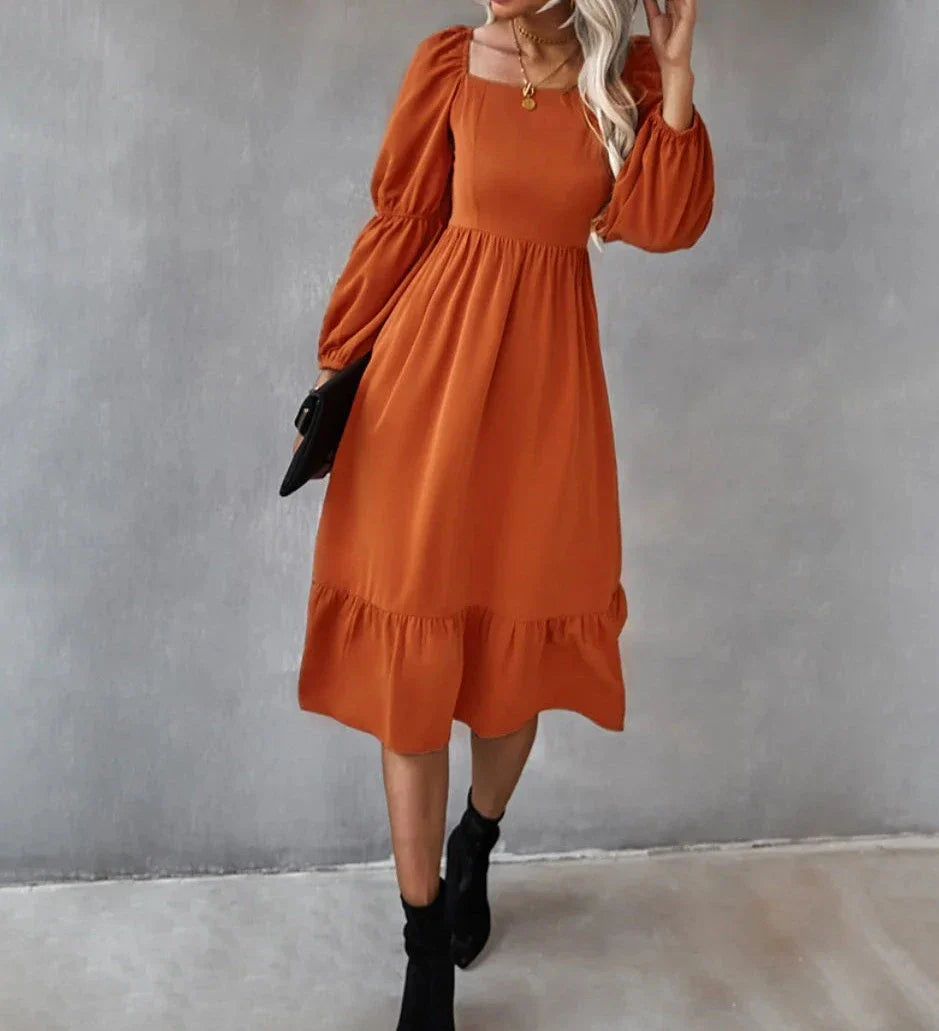 Square Neck Ruffled Midi Dress | Dress - Women's | final sale, sale 12-14 | Elings