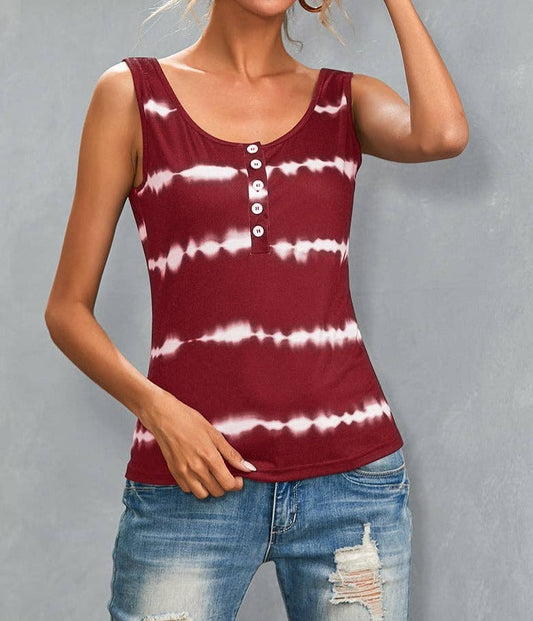 Sleek Striped Scoop Neck Tank | Blouse - Women's | 2024, Clearance, short sleeve top, tops | Elings