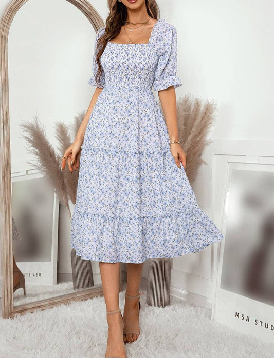 Floral Ruffle Midi Dress | Dress - Women's | 2024, Clearance, Dress, LK, midi dress | Elings