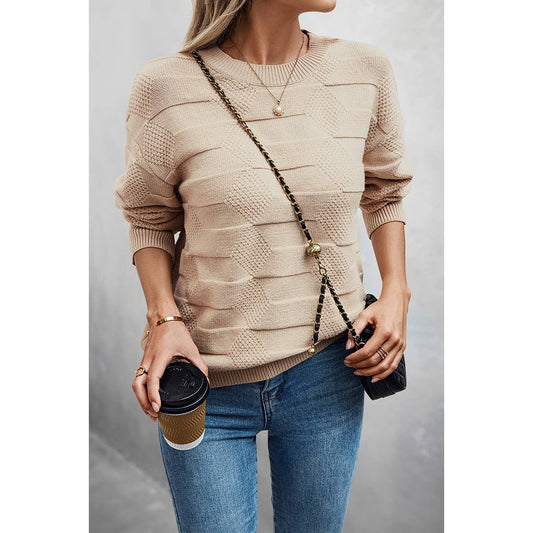 Solid Round Neck Knit Loose Long Sleeves Sweater | Knit Sweater - Women's | F, Long Sleeve, long sleeve top, new arrival, shoppe247, Sweaters | Elings