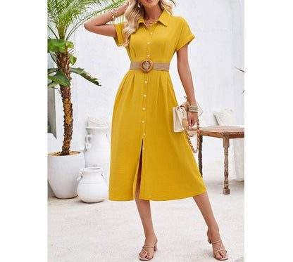 Button Up Solid Front Open Cut Out Fit Dress | Dress - Women's | Dress, midi dress, new arrival, shoppe247 | Elings