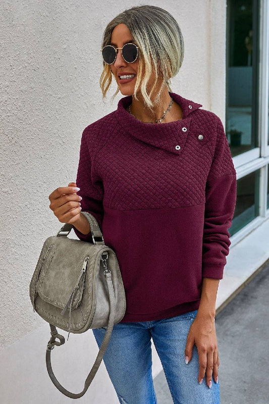 Solid Button Loose Fit Sweater | Pullover Sweater - Women's | 2023, fall and winter, New Arrivals, SWEATER, Sweatshirt | Elings