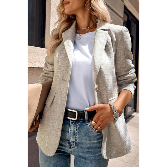 Fit Button Open Front Long Sleeve Solid Blazer | Coat - Women's | Coat, jacket, new arrival, New Arrivals, shoppe247 | Elings