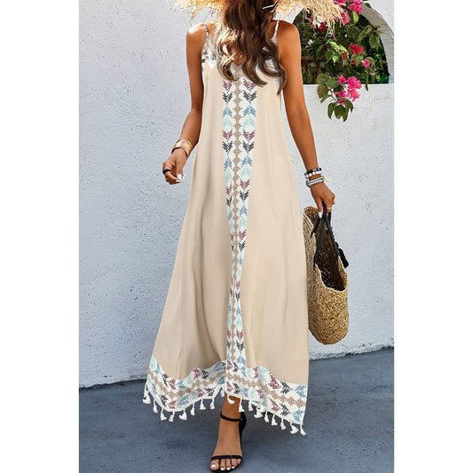 Asymmetric Hem Tassel Sleeveless Print Full Dress | Dress - Women's | Dress, F, LK, maxi dress, new arrival | Elings