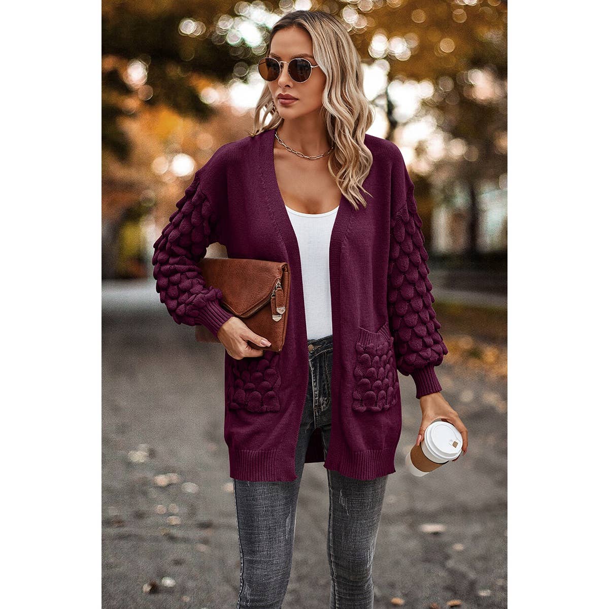 Dual Pocket Drop Shoulder Solid Cardigan | Cardigan - Women's | cardigan | Elings