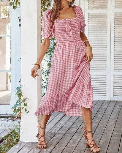 Plaid Tie Maxi Dress | Dress - Women's | 2024, sale draft | Elings