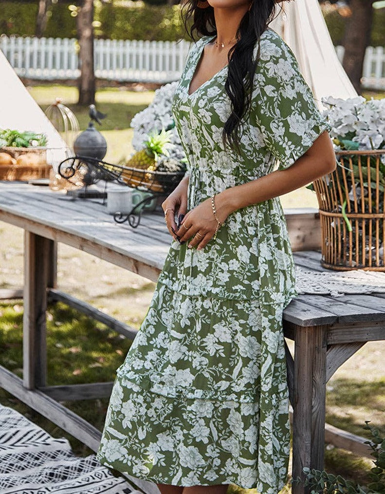 Floral V Neck Summer Dress | Dress - Women's | final sale, Sale | Elings