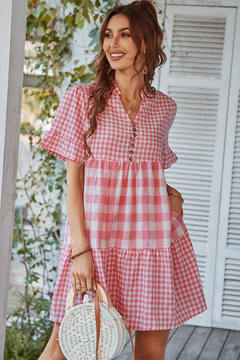 Chic Plaid Midi Dress | Dress - Women's | 2024, above the knee, Clearance, Dress, LK | Elings