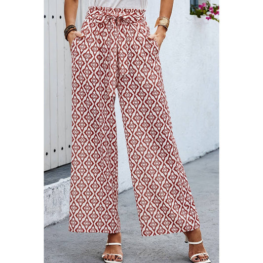 Elastic Waist Belt Pockets Wide Leg Pant | Pants - Women's | F, new arrival, pant | Elings