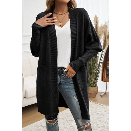 Knit Open Front Bishop Sleeves Pockets Cardigan | Knit Sweater - Women's | cardigan, F, new arrival, shoppe247 | Elings