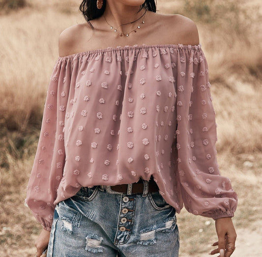 Boho Chic Off-Shoulder Sheer Blouse | Casual Woven Top - Women's | 2024, Clearance, long sleeve top, Top, tops | Elings