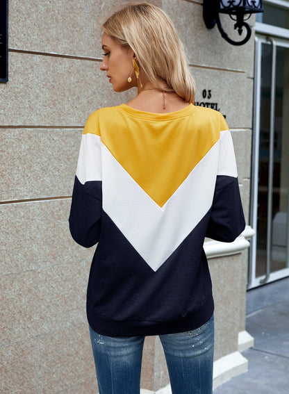 Color Block Comfort Crew Neck Long Sleeve Shirt