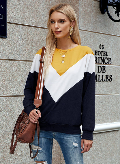 Color Block Comfort Crew Neck Long Sleeve Shirt