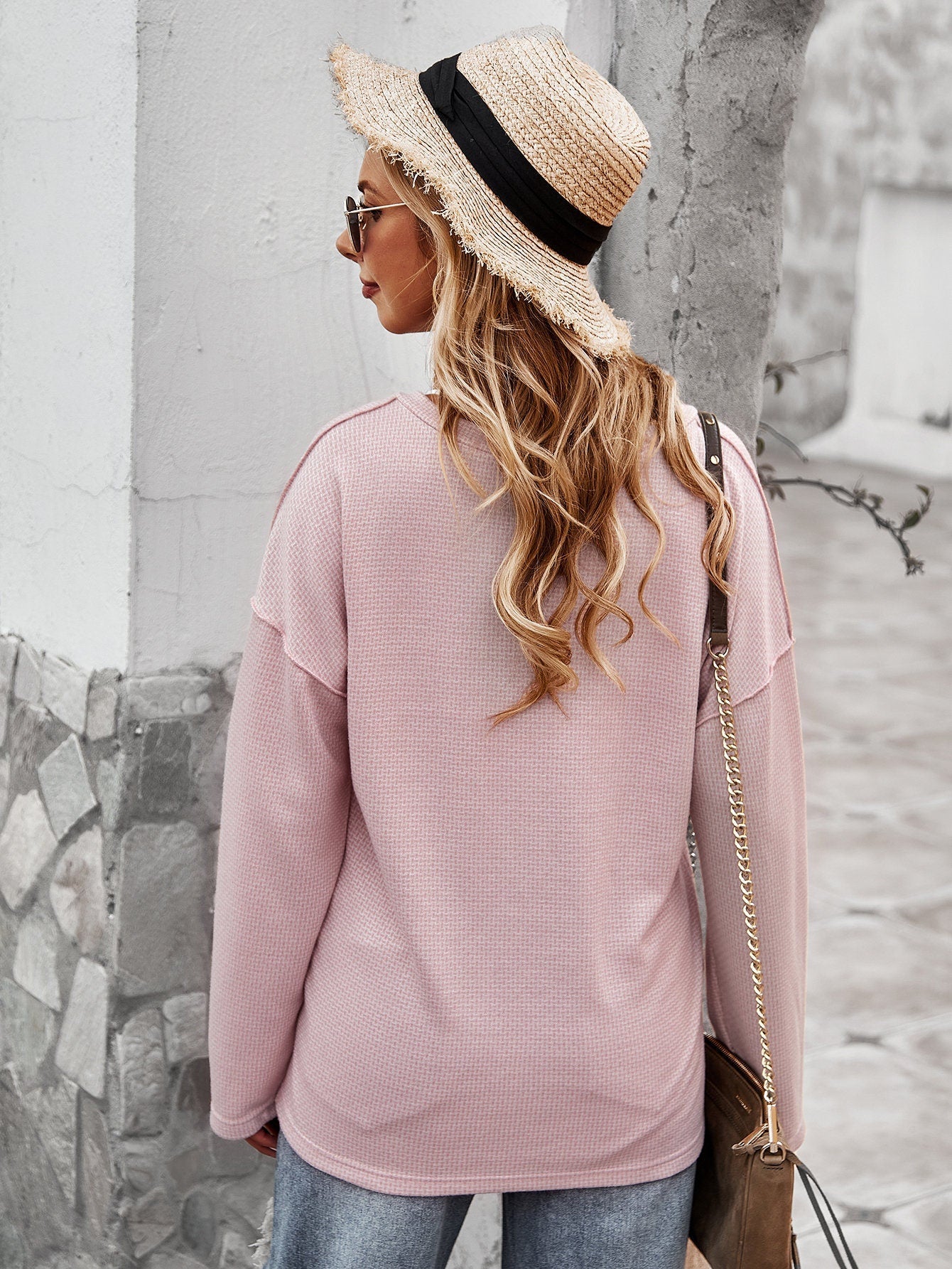 Cozy Chic V Neck Button-Up Sweatshirt