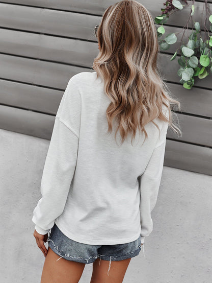 Cozy Chic V Neck Button Sweater