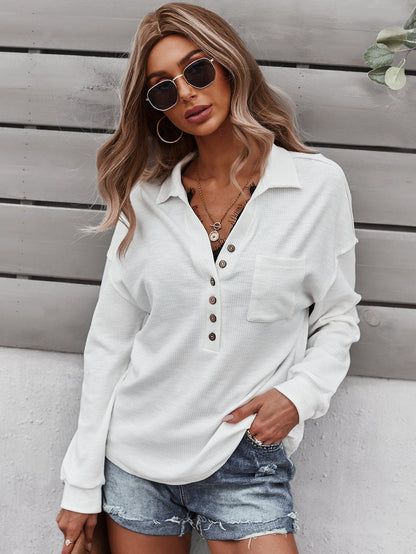 Cozy Chic V Neck Button Sweater