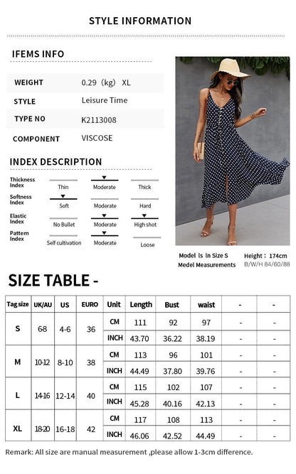 Polka Dot V-Neck Midi Dress