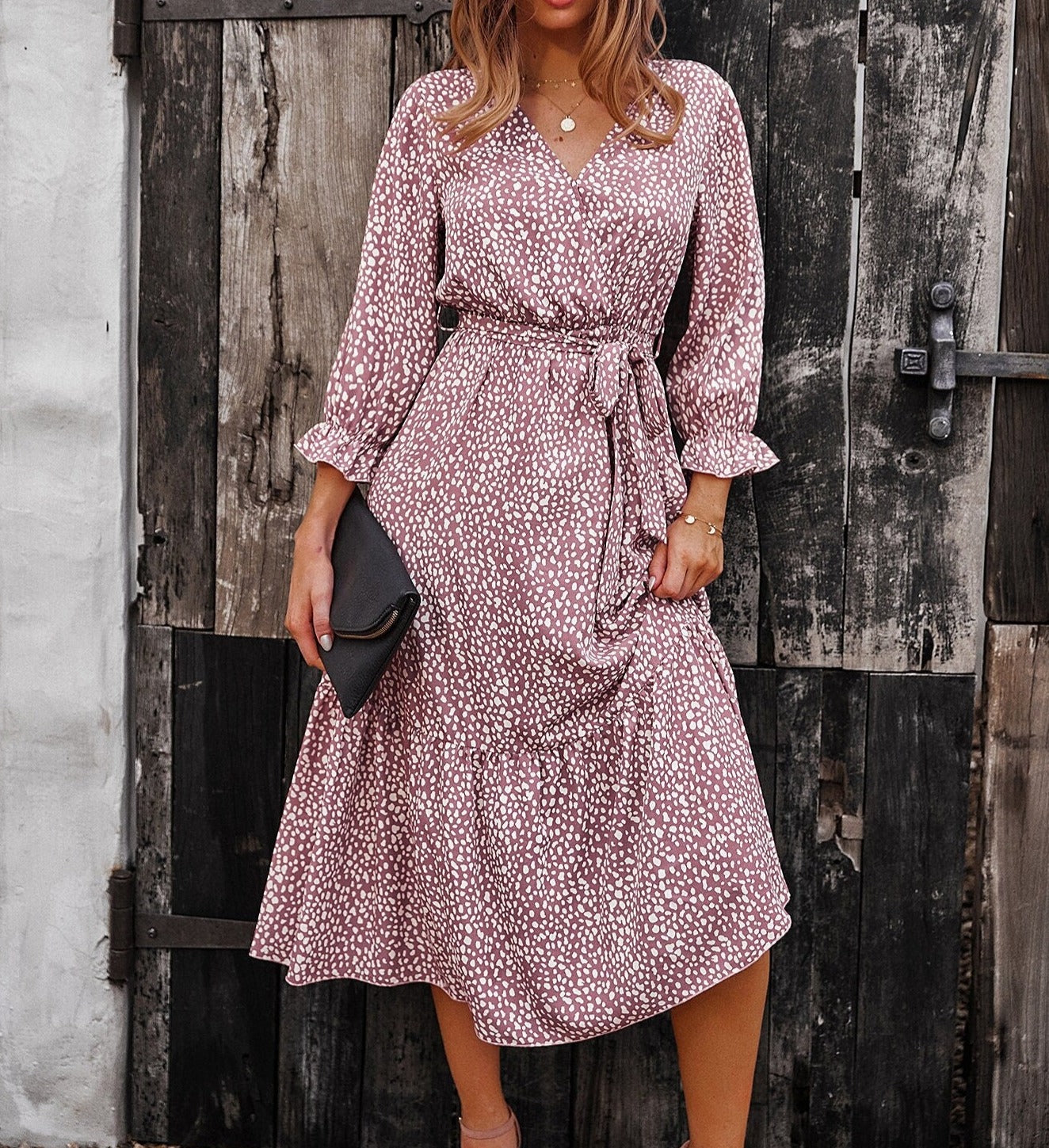 Boho Chic Polka Dot Wrap Dress | Dress - Women's | Dress, LK, midi dress | Elings