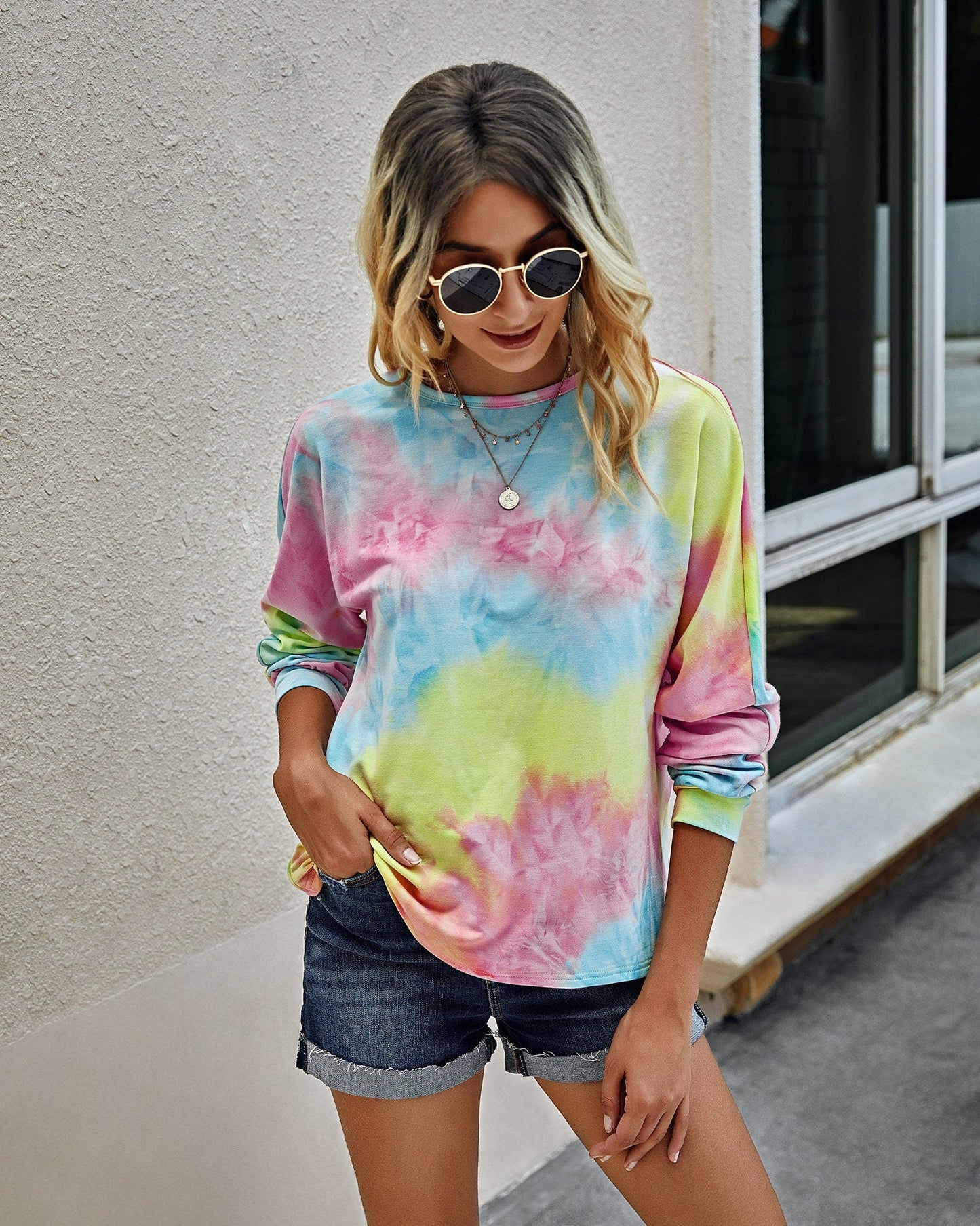 Cozy Chic Tie Dye Backless Sweatshirt