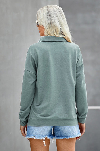 Cozy Chic V Neck Zip-Up Sweatshirt