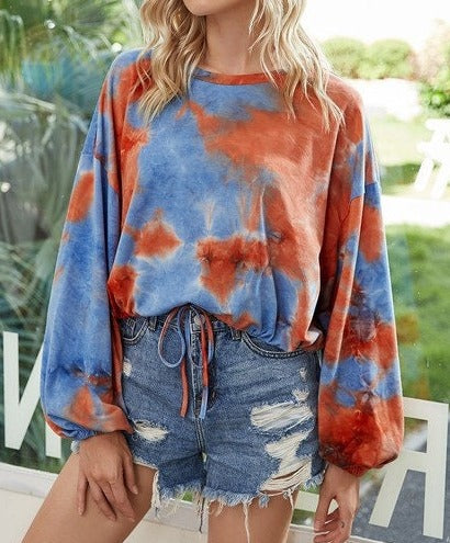 Cozy Chic Tie Dye Off-Shoulder Top | Casual Woven Top - Women's | 2024 | Elings